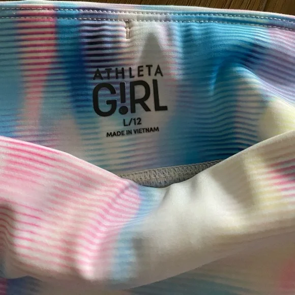 Athleta Girl Lot Of 2 Leggings Capri Tie Dye And Speckled Full Length Sz L EUC - Picture 3 of 6